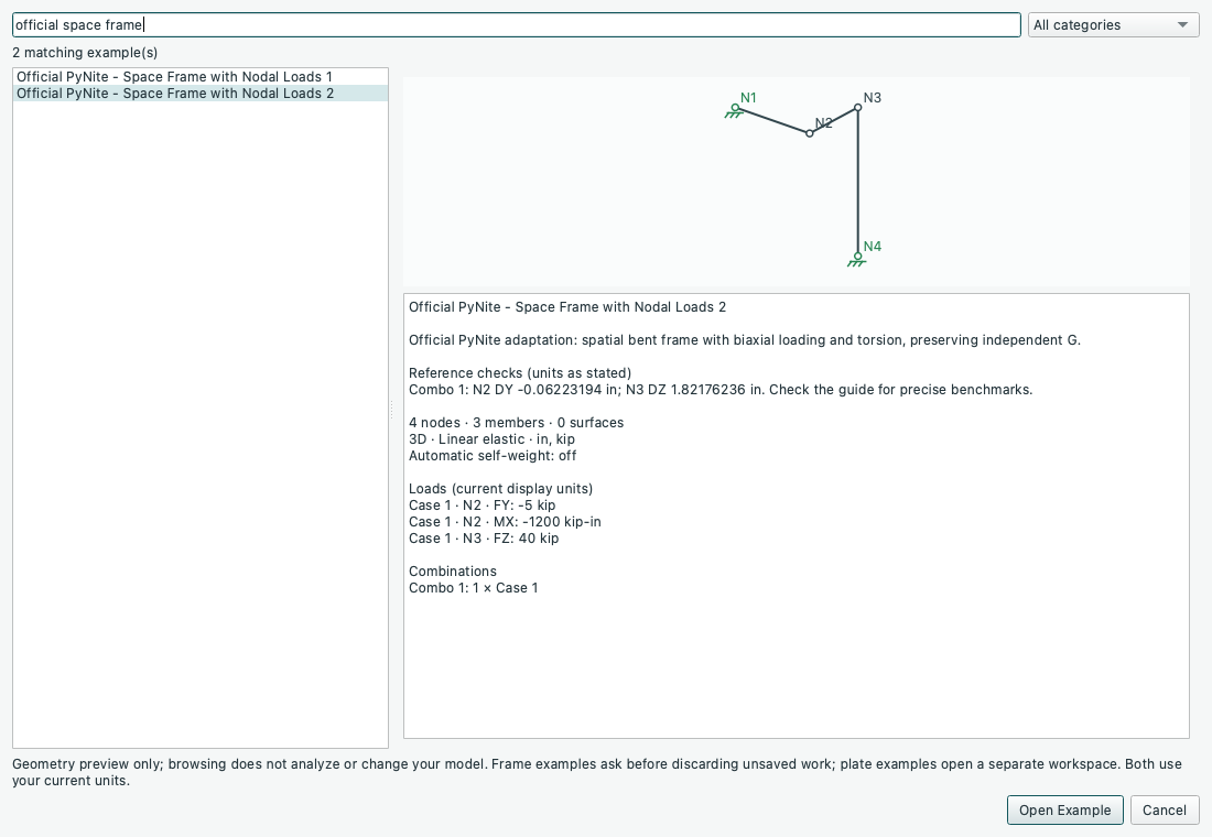 Official spatial-frame example in the native example browser